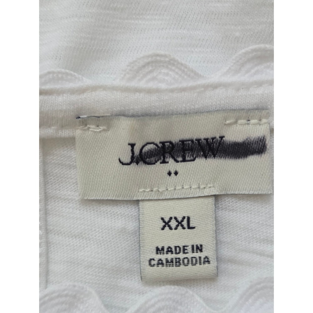 J. Crew T-Shirt Scalloped Trim Tee Women XXL White NWOT $69 CT442 - Picture 4 of 5
